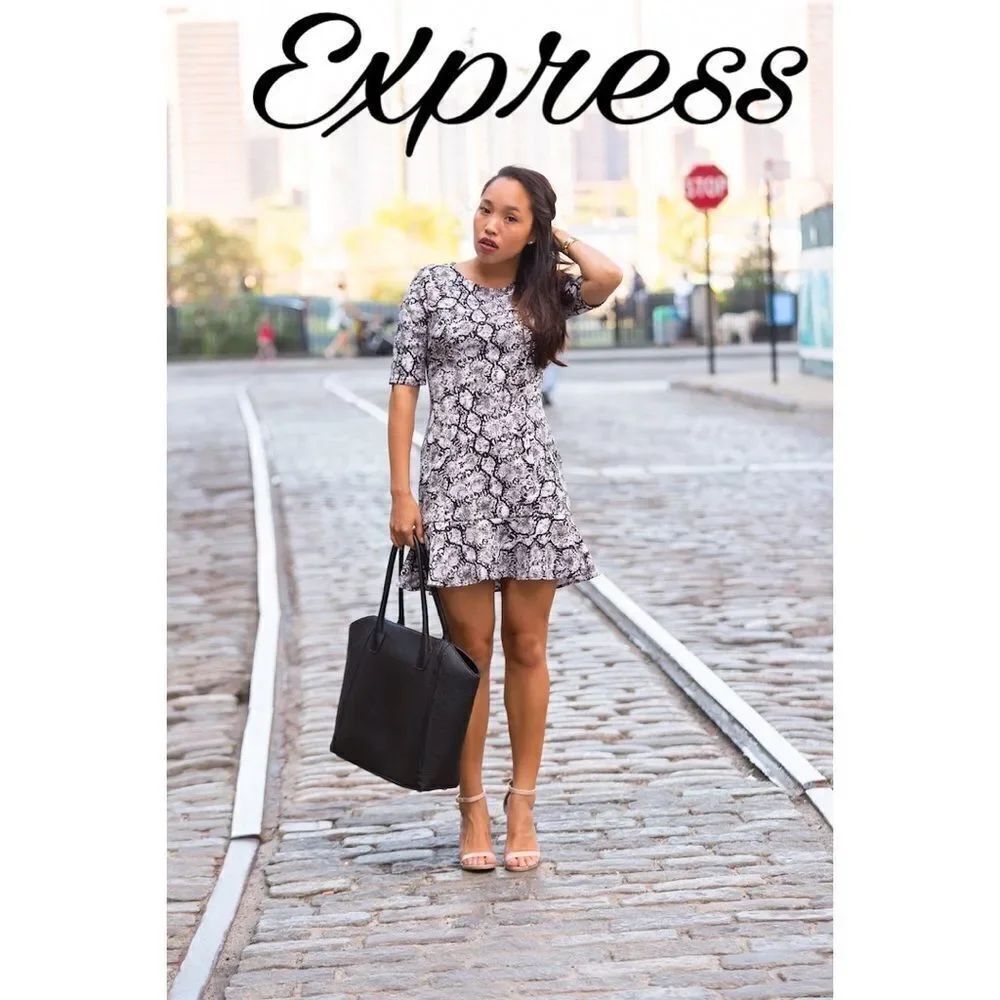 ✨HP 2-24-17✨Express Snake Print Drop Waist Dress✨